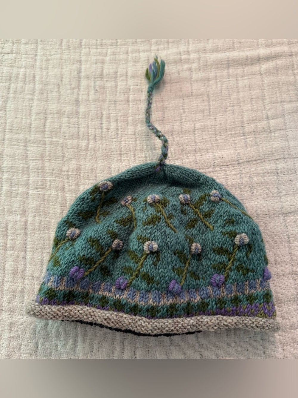 Lost Horizons Floral Multicolor 100% Wool Hat  Made in Nepal